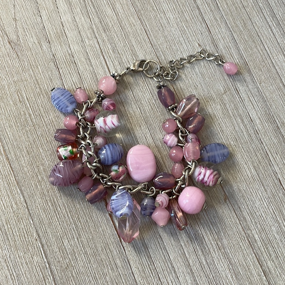 Purple and pink beaded bracelet